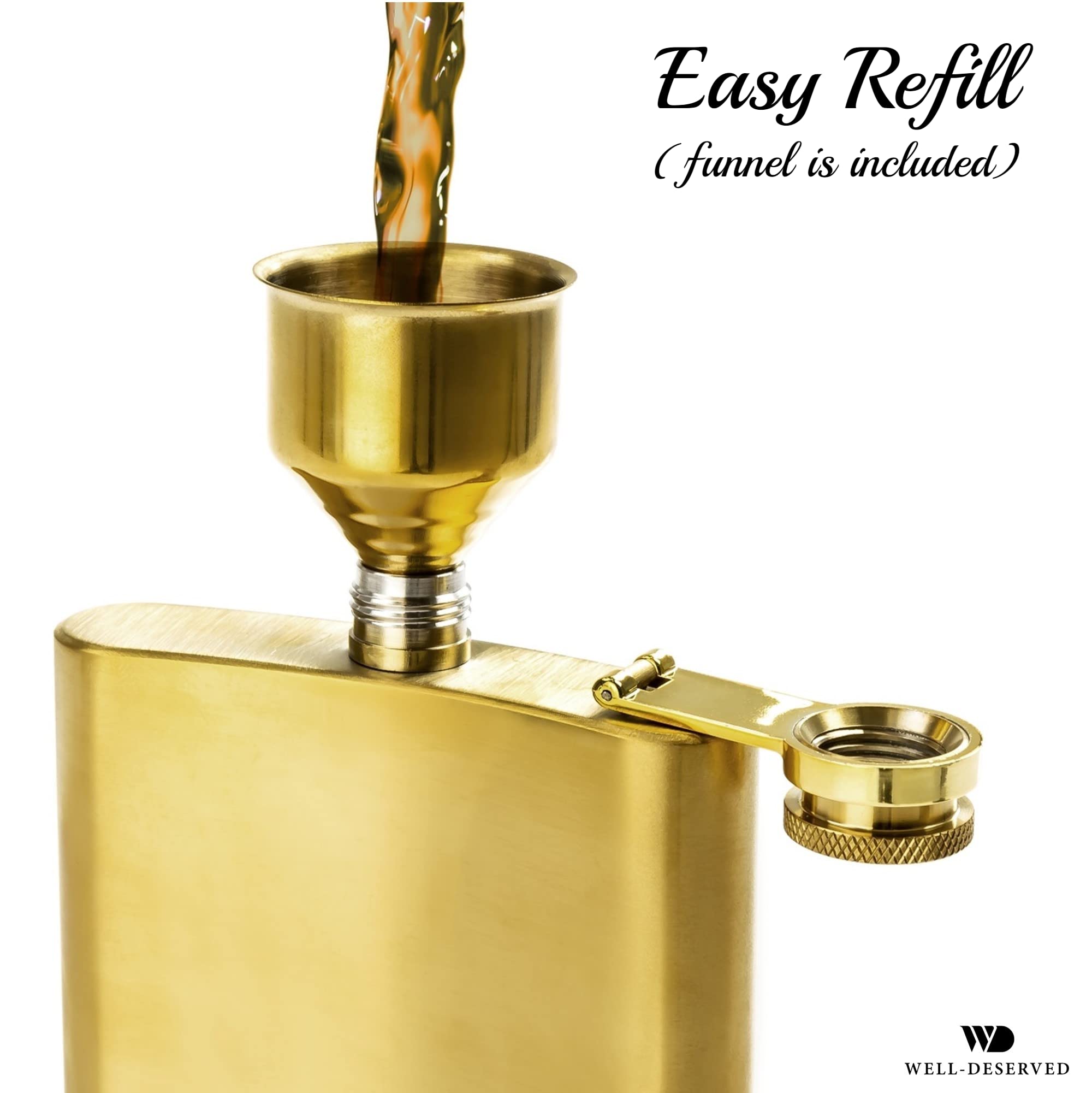 Pocket-friendly 8oz gold flask by Simpler Life for on-the-go use
