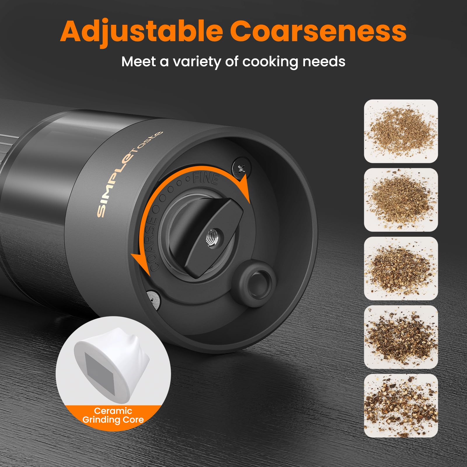 SIMPLETASTE 70ml capacity reduces refills during cooking sessions.