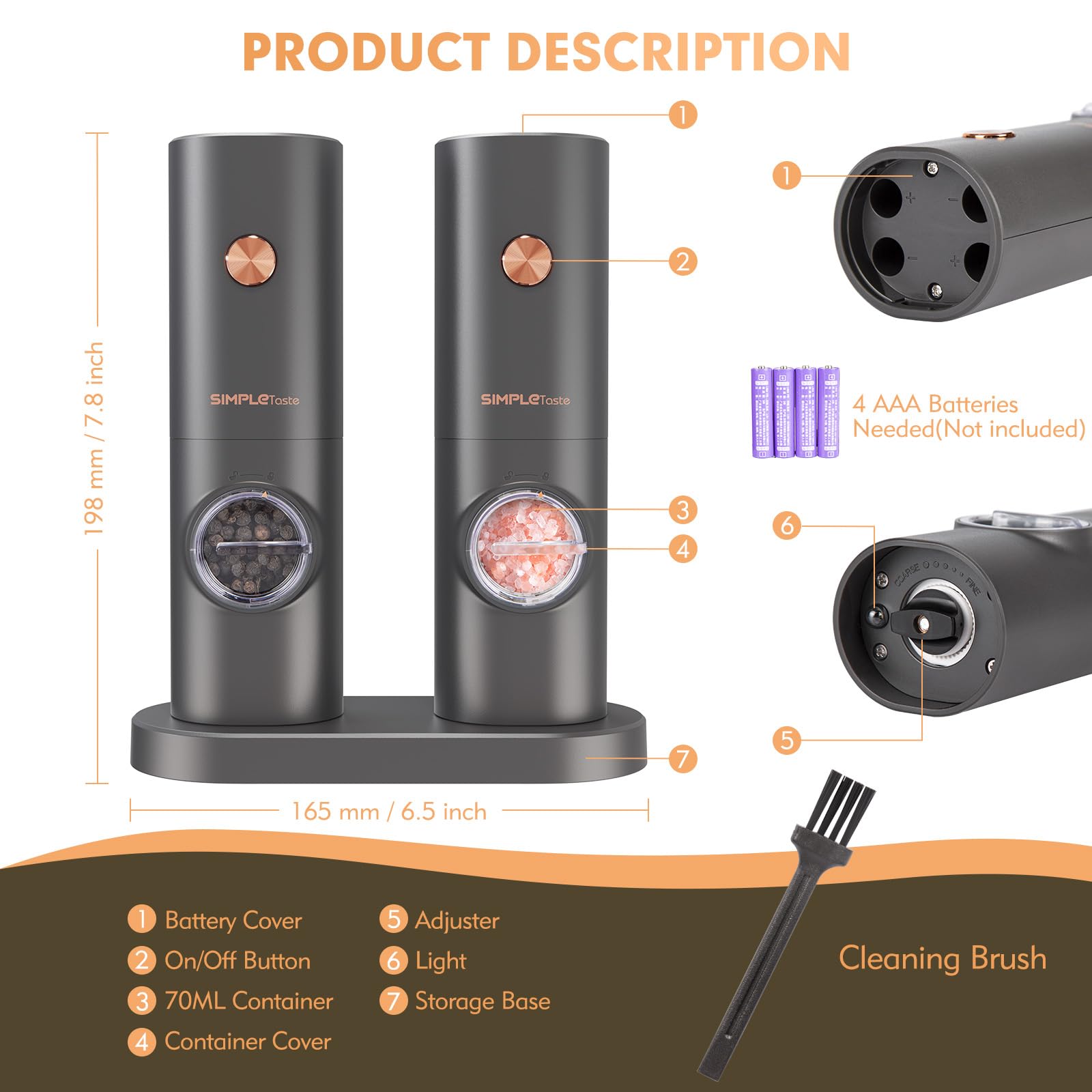 SIMPLETASTE battery compartment shows easy access for AAA cells.