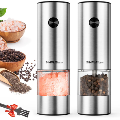 SIMPLETASTE electric grinders set front view for seamless seasoning