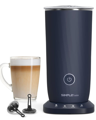 Simpletaste Milk Frother 4-in-1 foaming options for café-quality drinks at home.