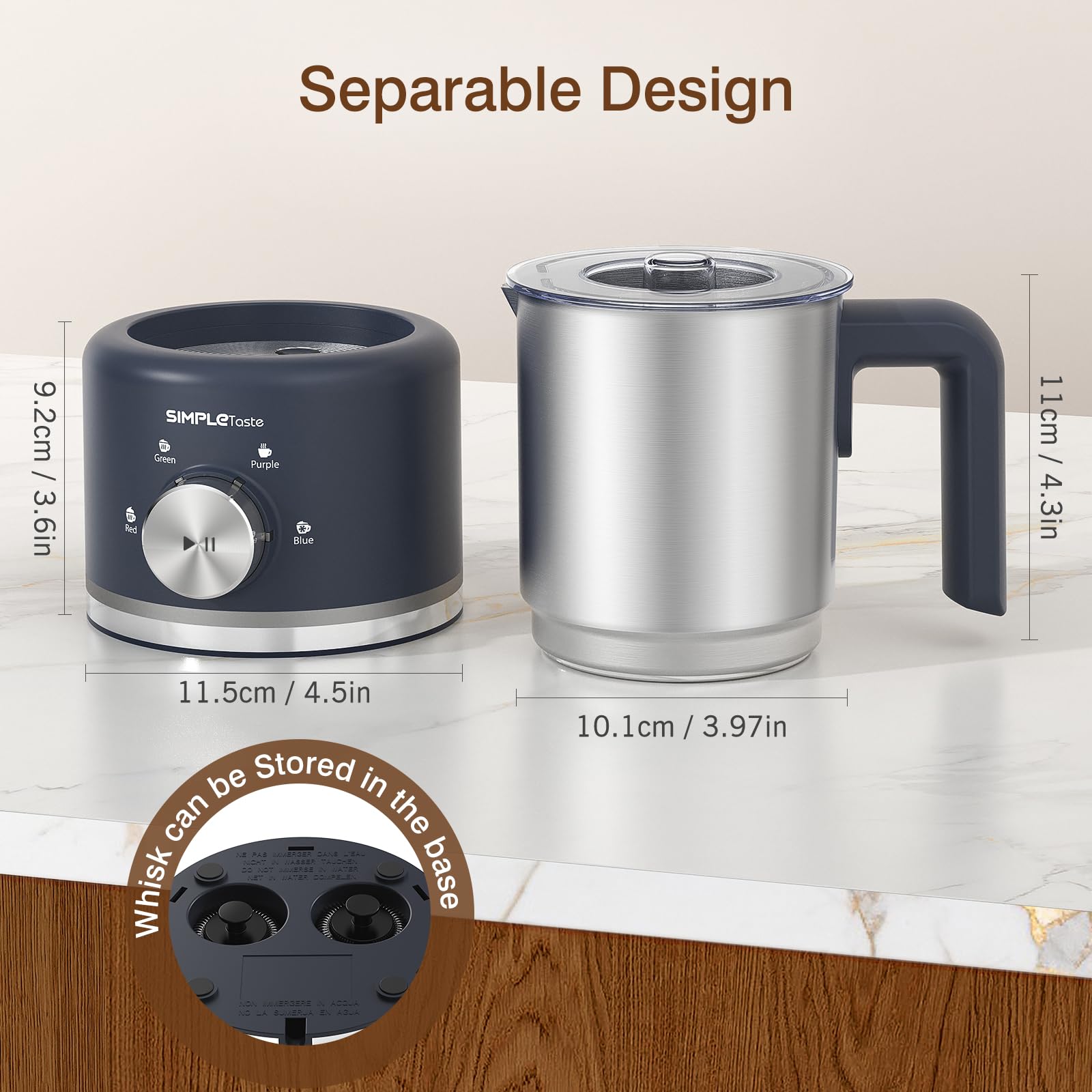 SIMPLETASTE Automatic shut-off prevents overheating during unattended frothing.