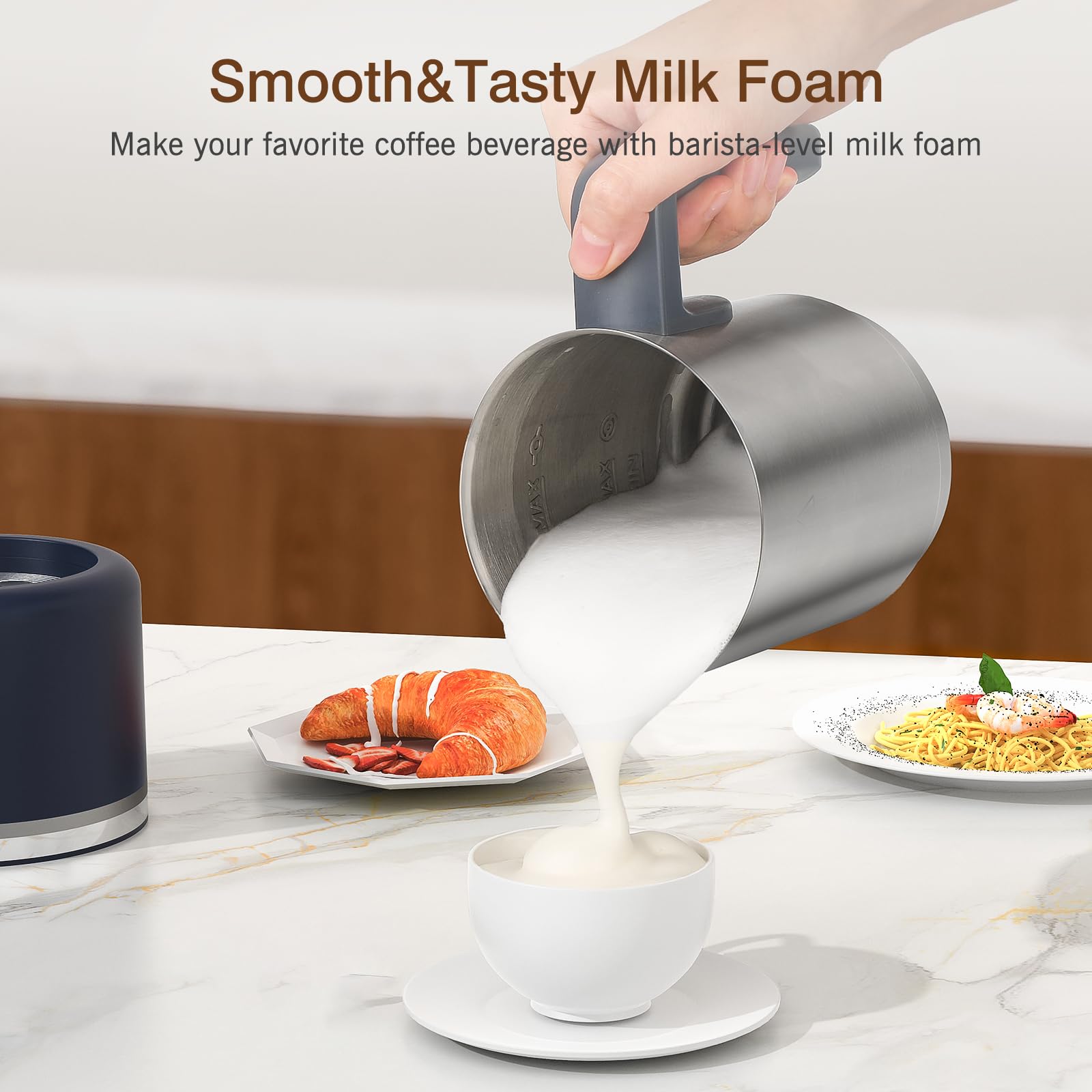 SIMPLETASTE 500ml capacity milk frother jar for family drinks.