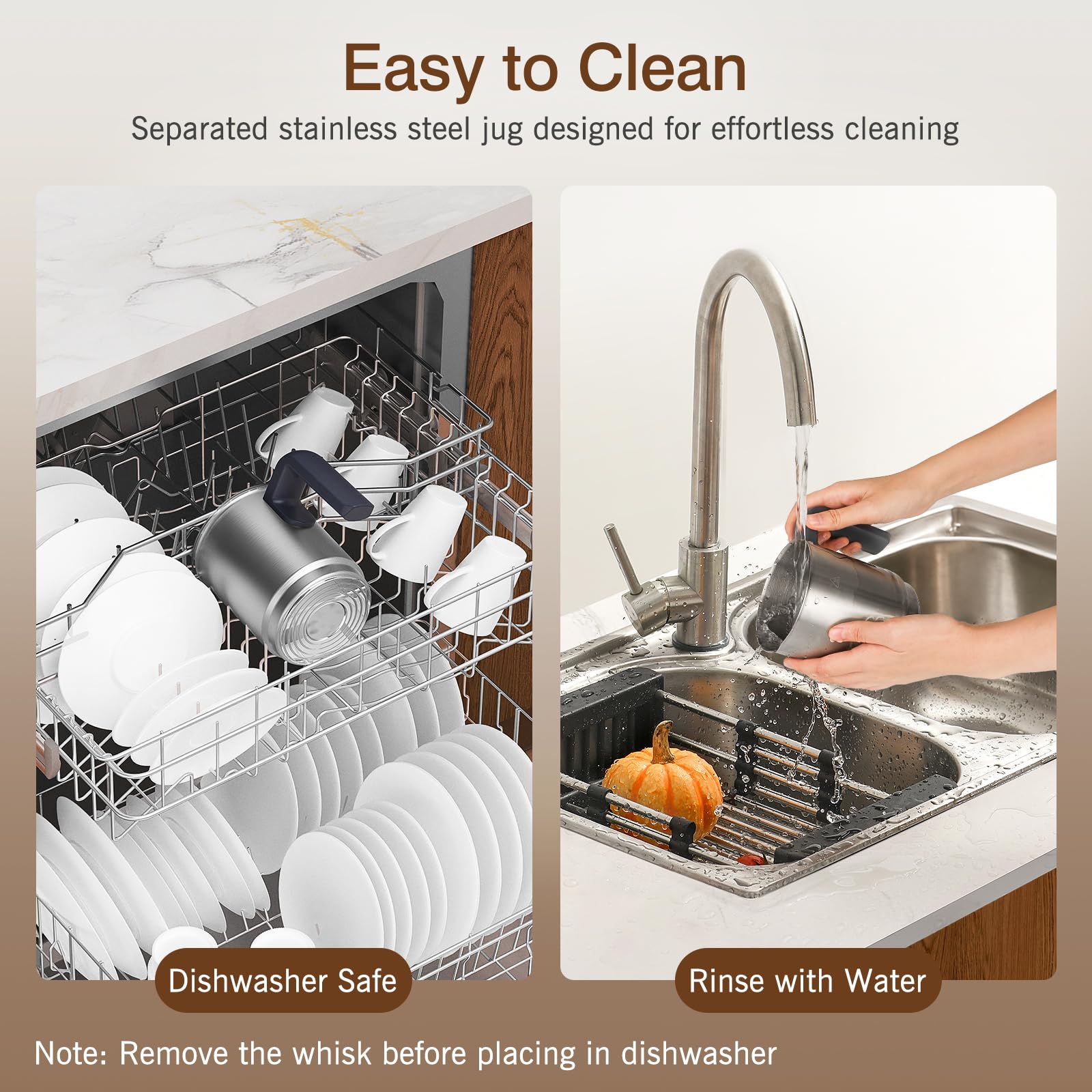 SIMPLETASTE Detachable whisk enables quick cleanup after use.