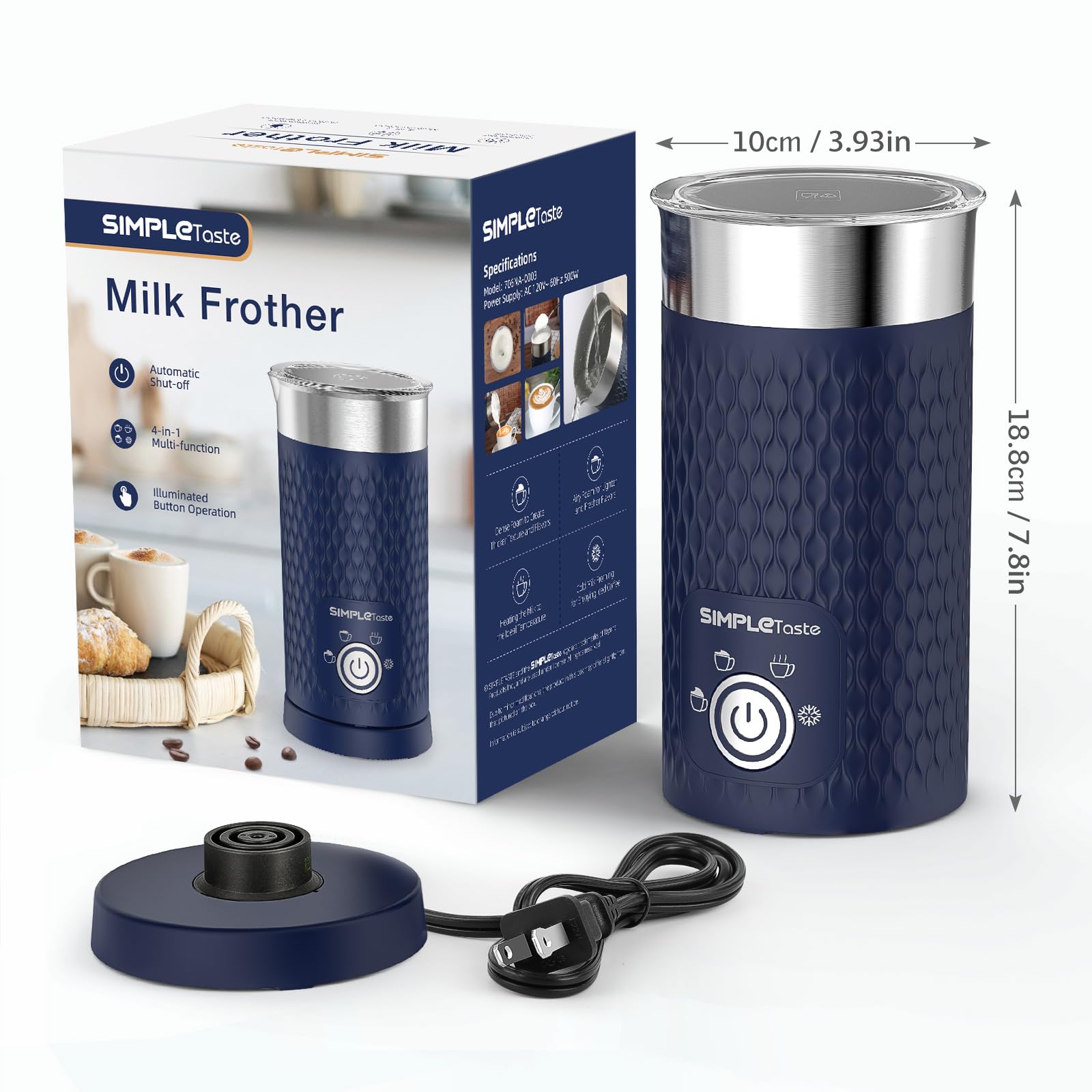 SimpleTASTE Milk Frother compact stylish design fits small kitchens.