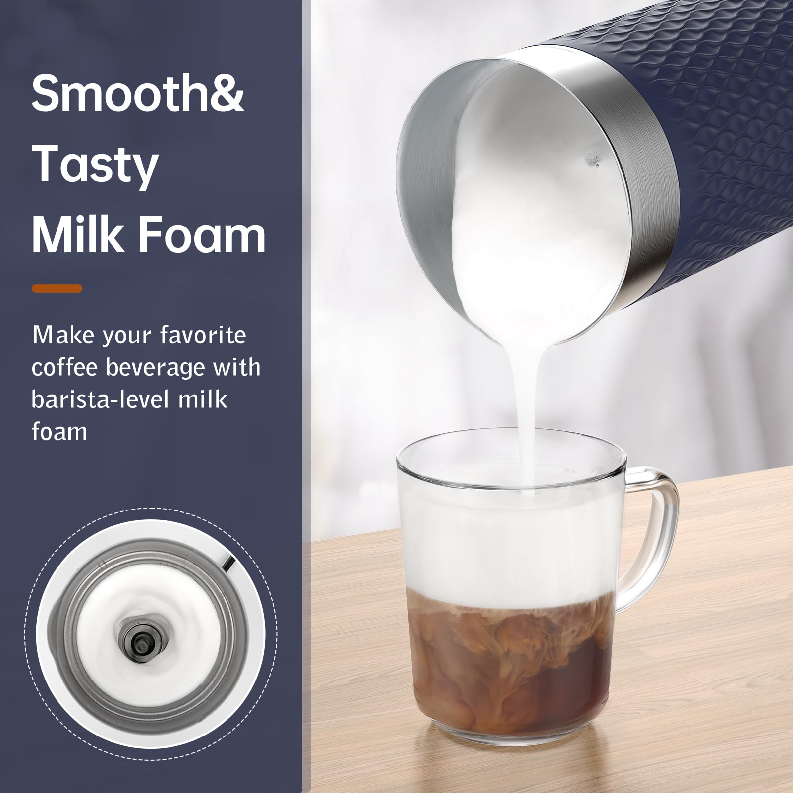 SimpleTASTE Milk Frother warms milk for hot chocolate and cozy drinks.