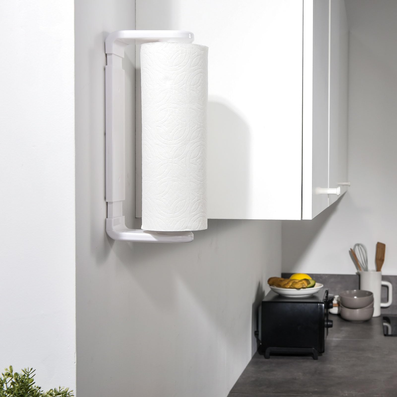 Simpletome white finish matches modern kitchen decor.