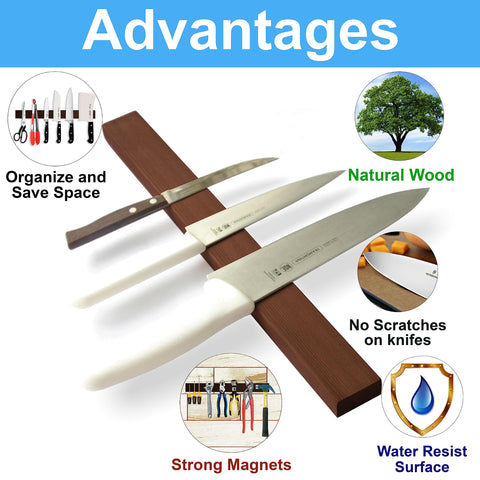 SimpleUsefulThings wooden knife strip front view showcases sturdy, decorative kitchen organizer