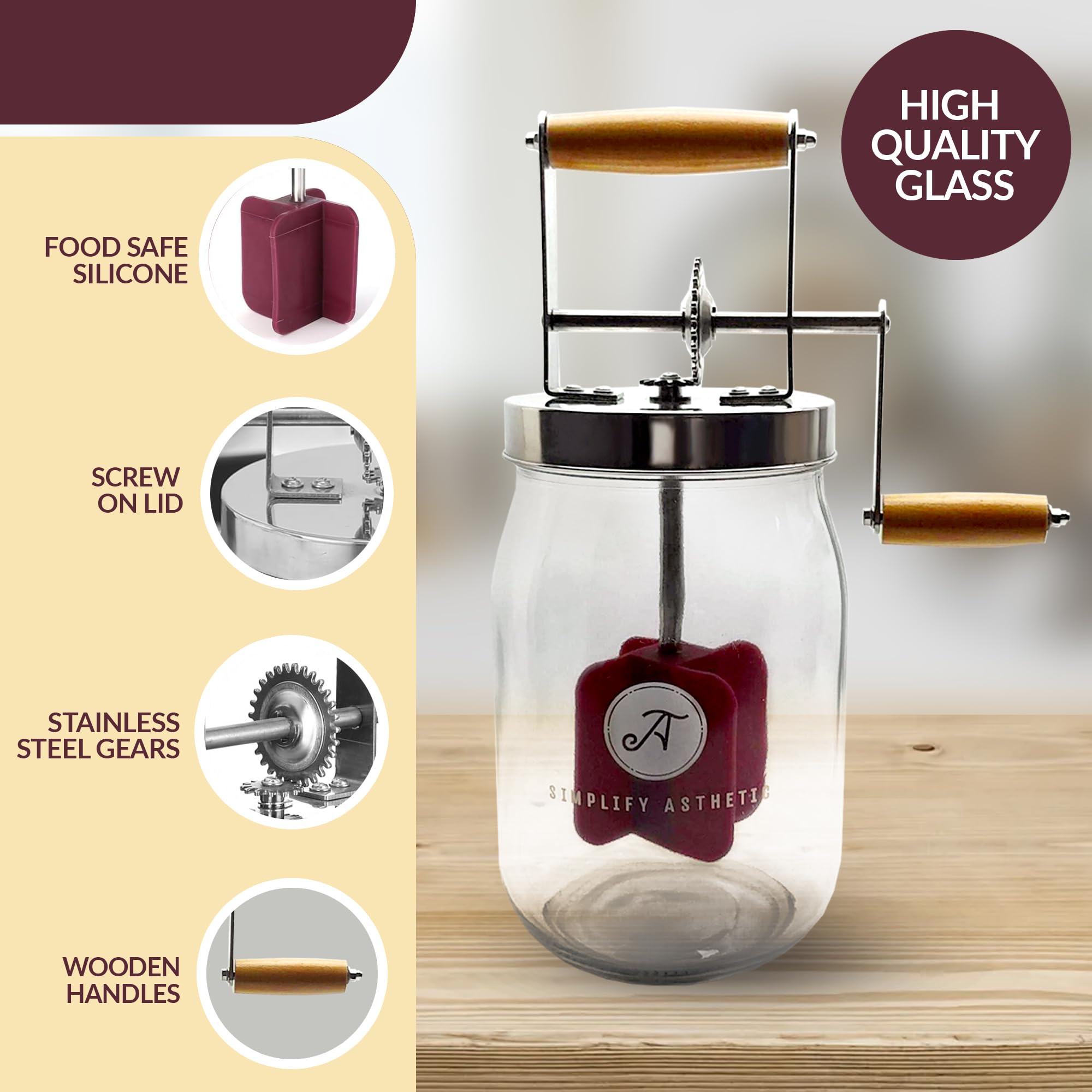 SIMPLIFY ASTHETIC butter knife spreader included for easy serving and shaping.