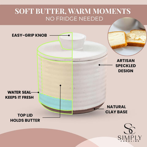 Countertop presentation of Simply Caroline butter keeper for everyday use