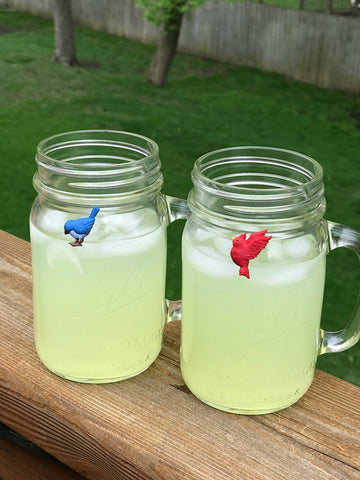 Simply Charmed bird-themed glass identifiers ideal for entertaining