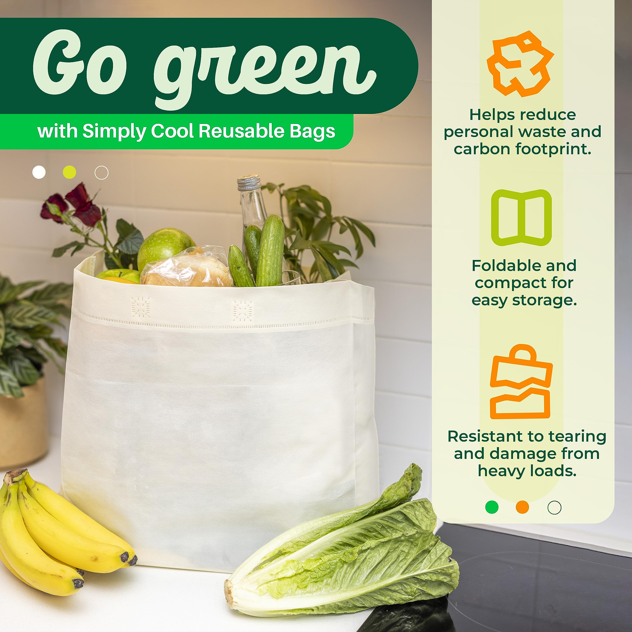 Simply Cool cream color bag, 50-pack for everyday shopping.