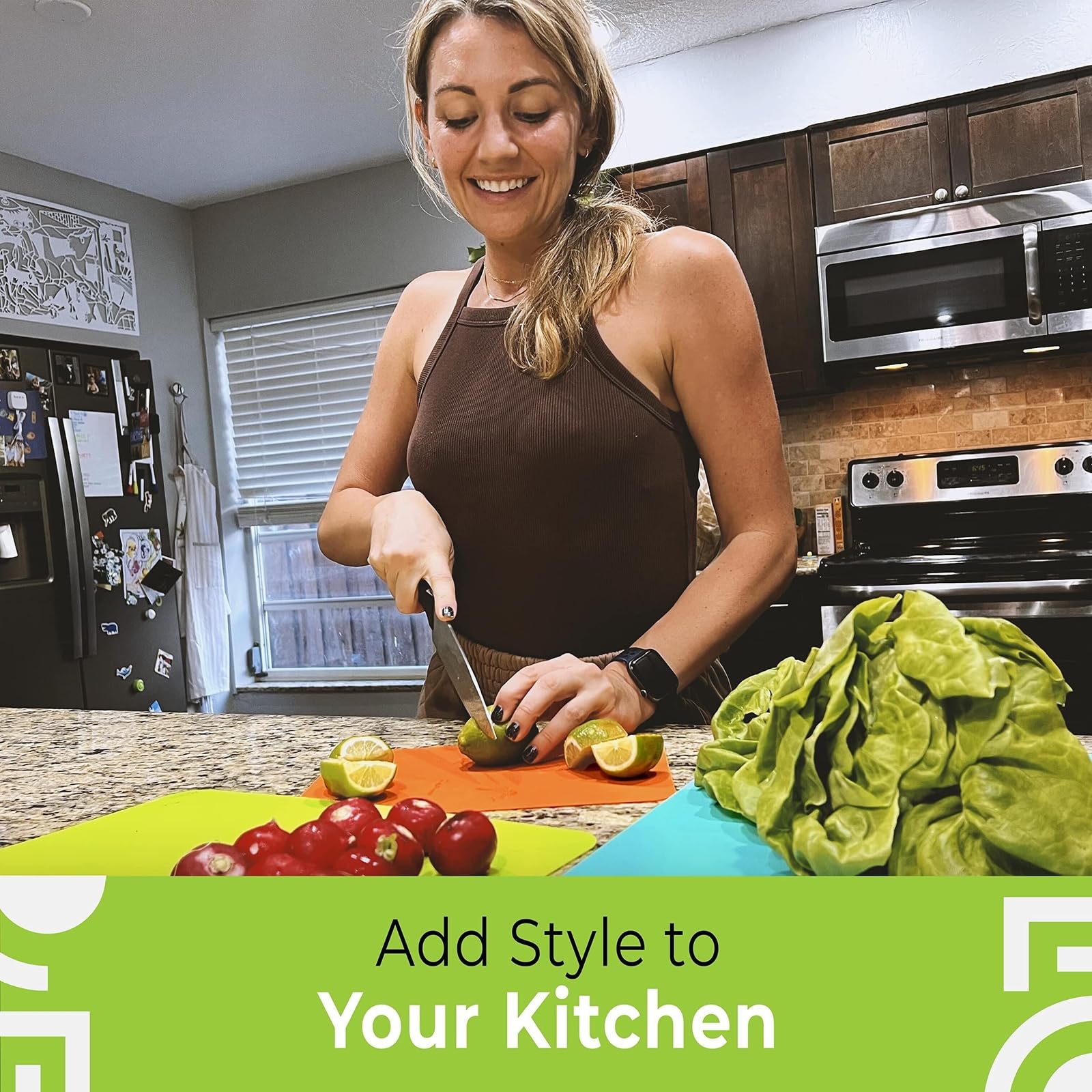 Simply Genius color-coded mats organize tasks by food type in everyday kitchens.