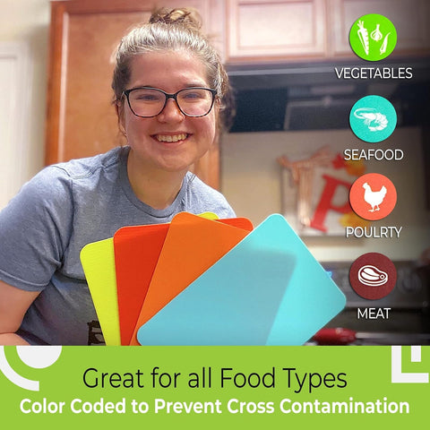 Simply Genius color-coded cutting mats small set for compact storage and versatile prep.