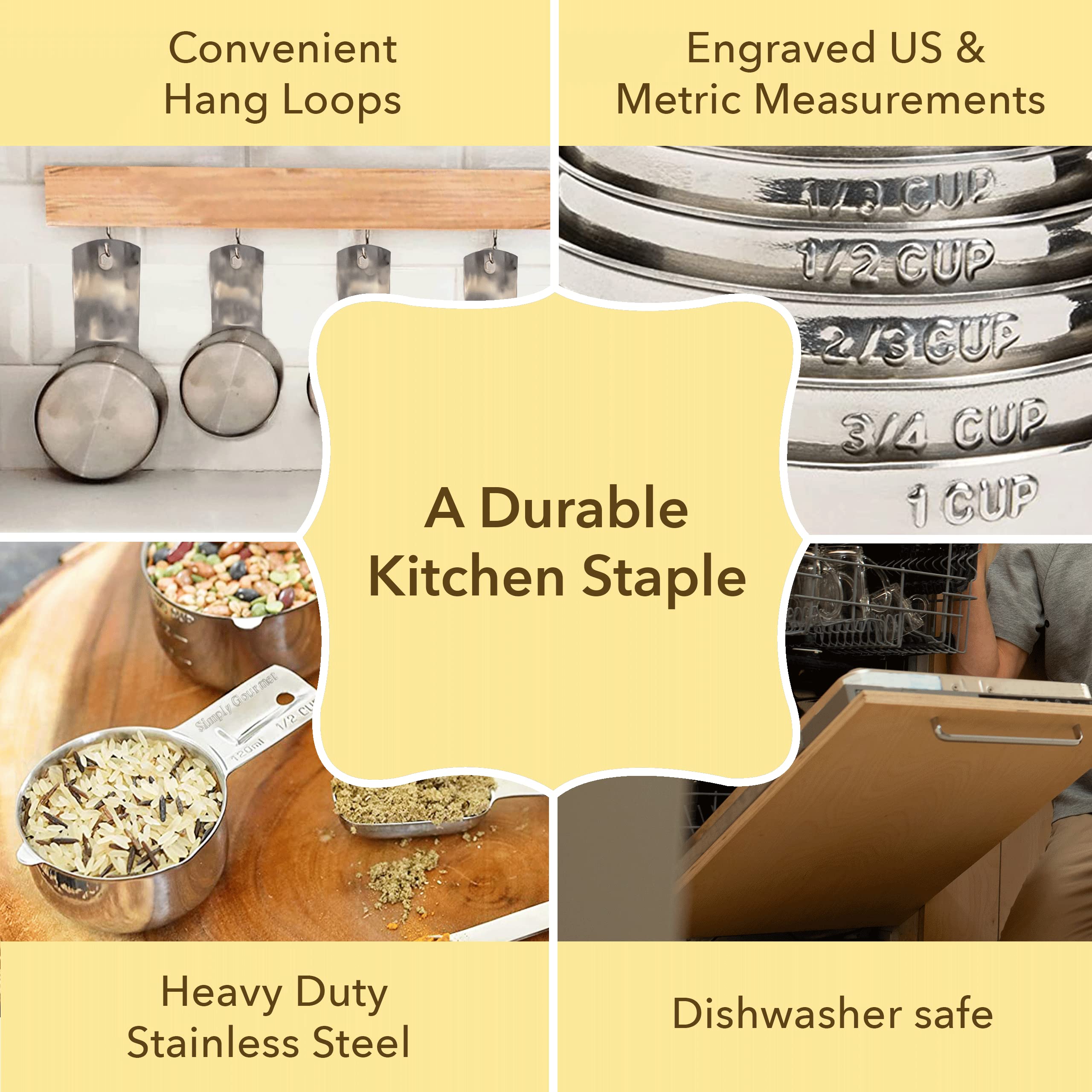 Simply Gourmet measuring cups fit easily inside tall spice jars.