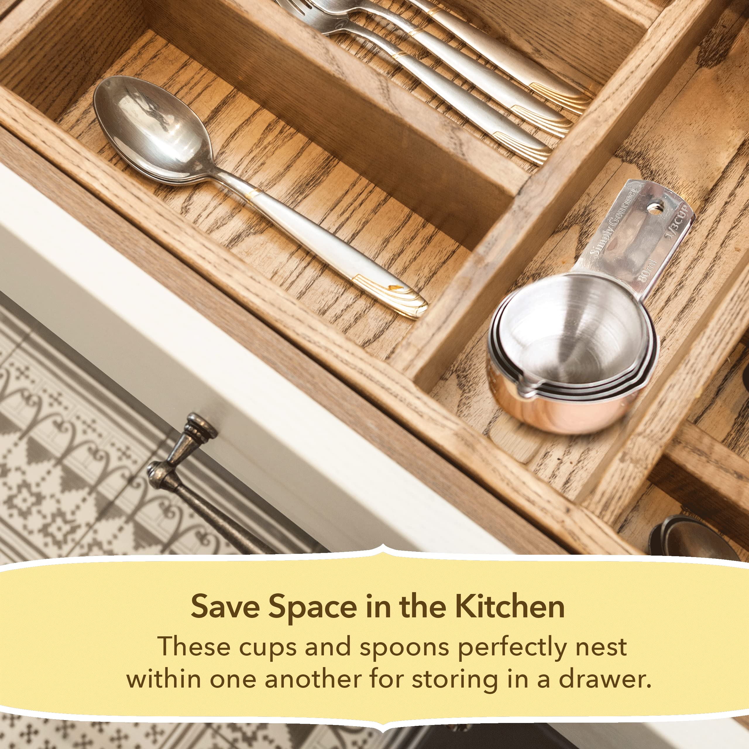 Simply Gourmet polished silver finish adds a premium look to everyday cooking.