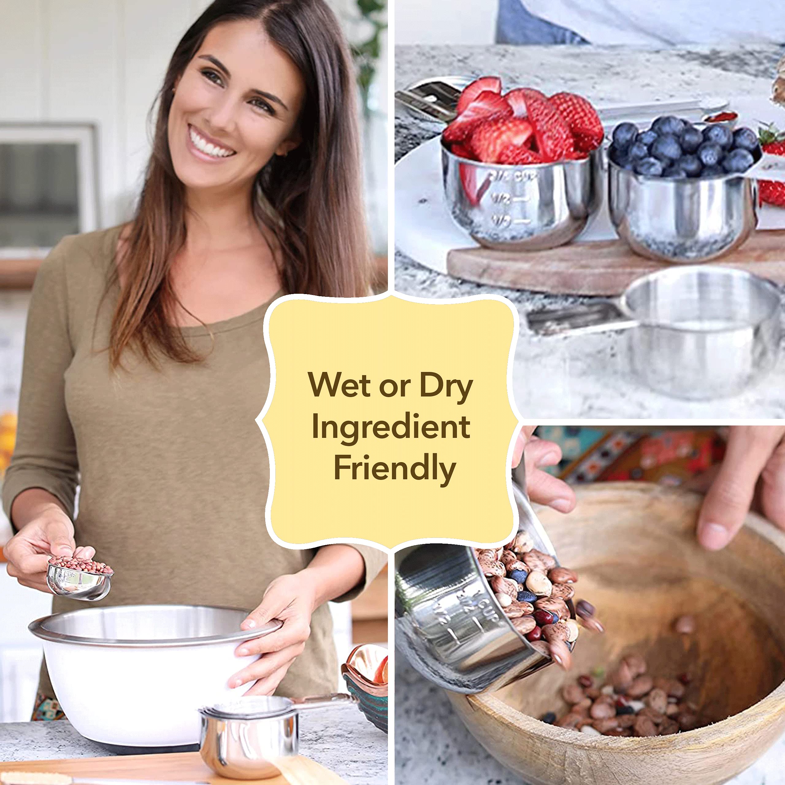 Rust-resistant Simply Gourmet measuring cups with sturdy handles for repeated use