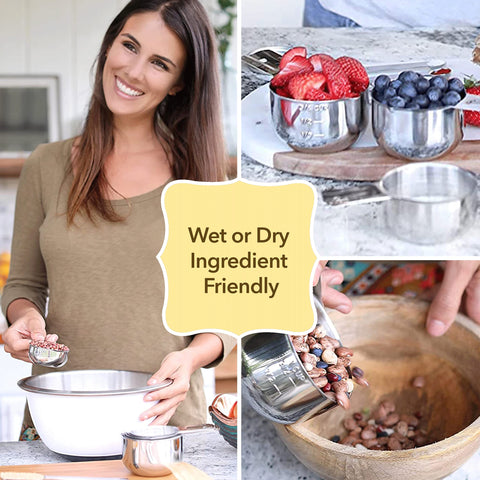 Rust-resistant Simply Gourmet measuring cups with sturdy handles for repeated use