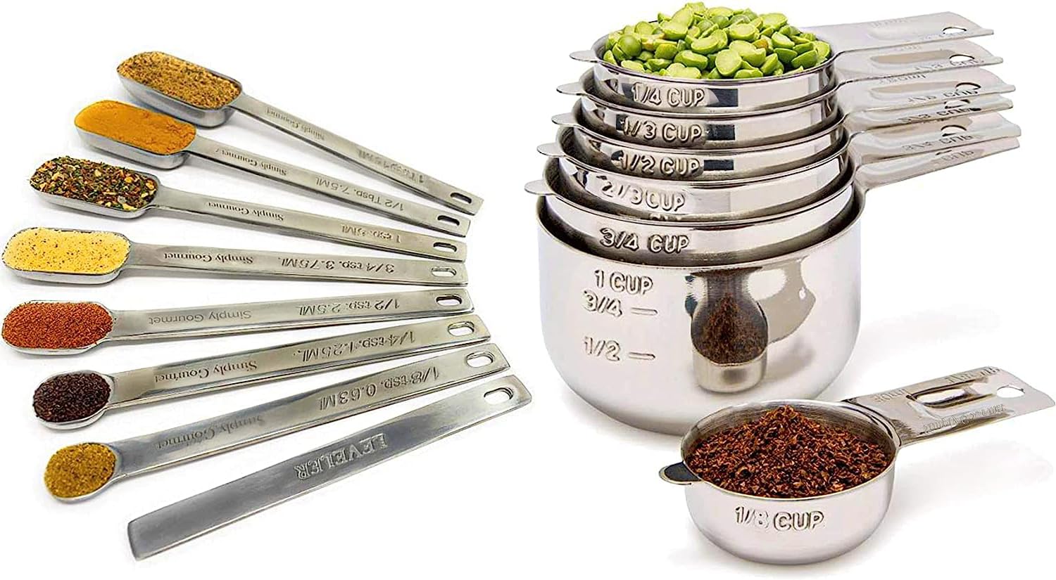 Simply Gourmet 15-piece measuring cups and spoons set for precise measurements.