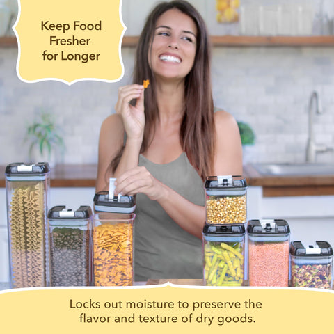 Simply Gourmet side-locking airtight lid provides moisture protection and freshness