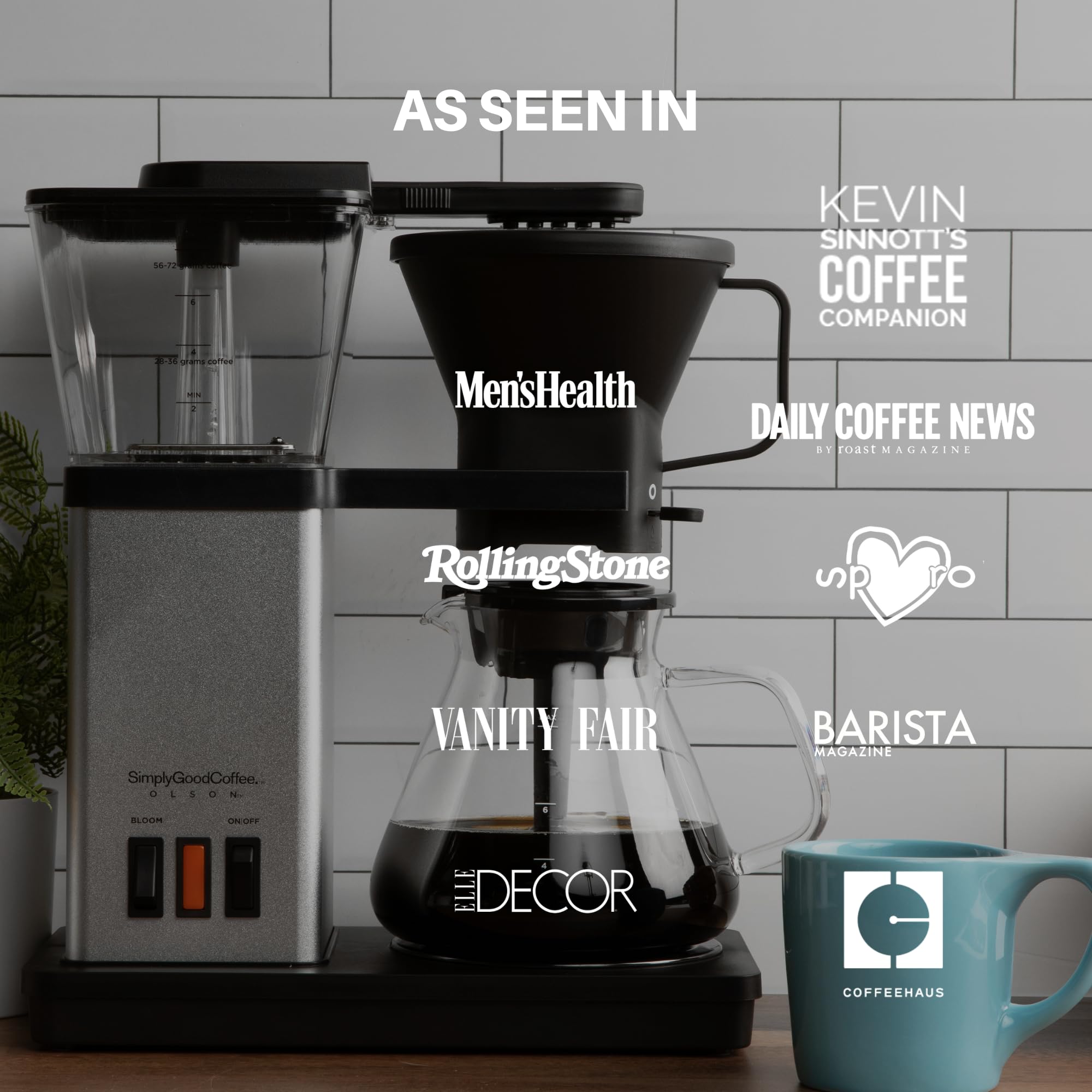 Simply Good Coffee with stainless steel accents for durable, stylish appeal