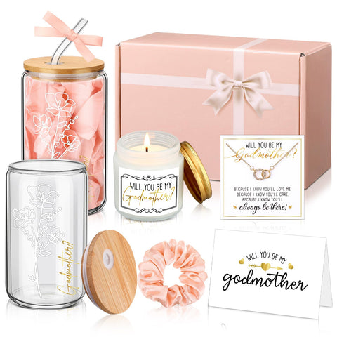 Singhoow godmother gift set 16oz glass cup offers gift-ready elegance for special moments.