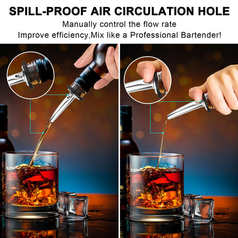 SINLUCESCE pour spouts shown in kitchen and bar setups for versatile dispensing.