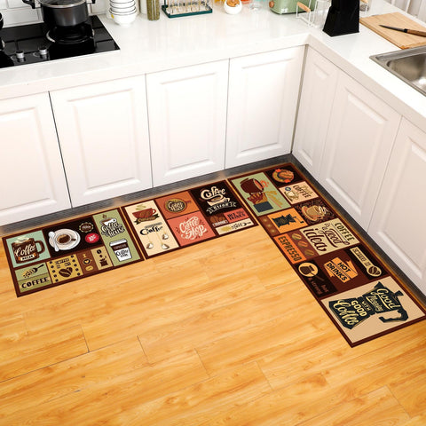 Sinmoe 3-piece kitchen rug set large coffee-pattern mat for cozy kitchen comfort