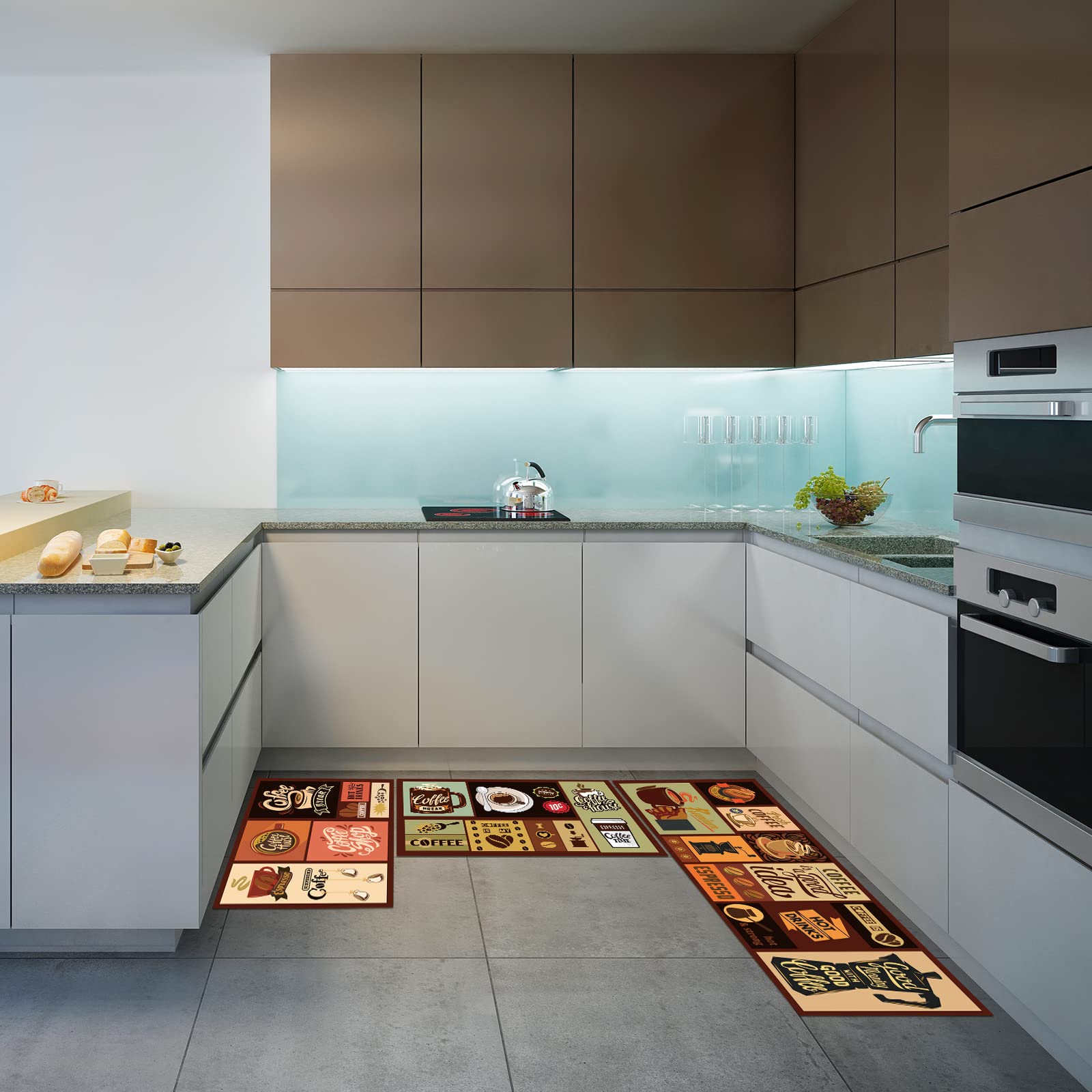 Sinmoe retro kitchenware-pattern rug adds vintage flair to the kitchen