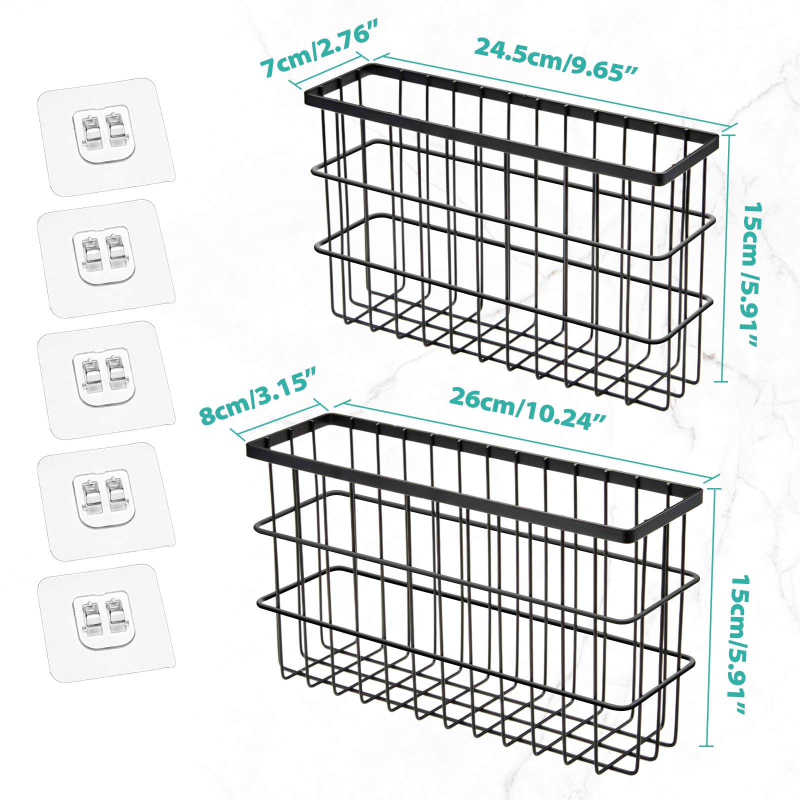 Sinnsally wall-mounted storage basket frees counter space in kitchen or bath.