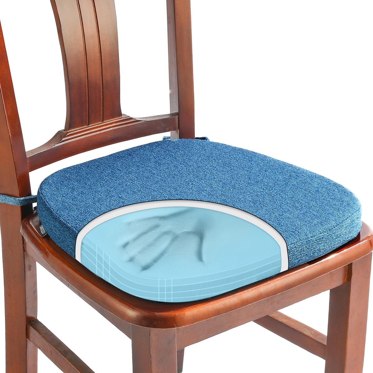 SINOSSO memory foam chair cushion in blue provides comfortable dining seating