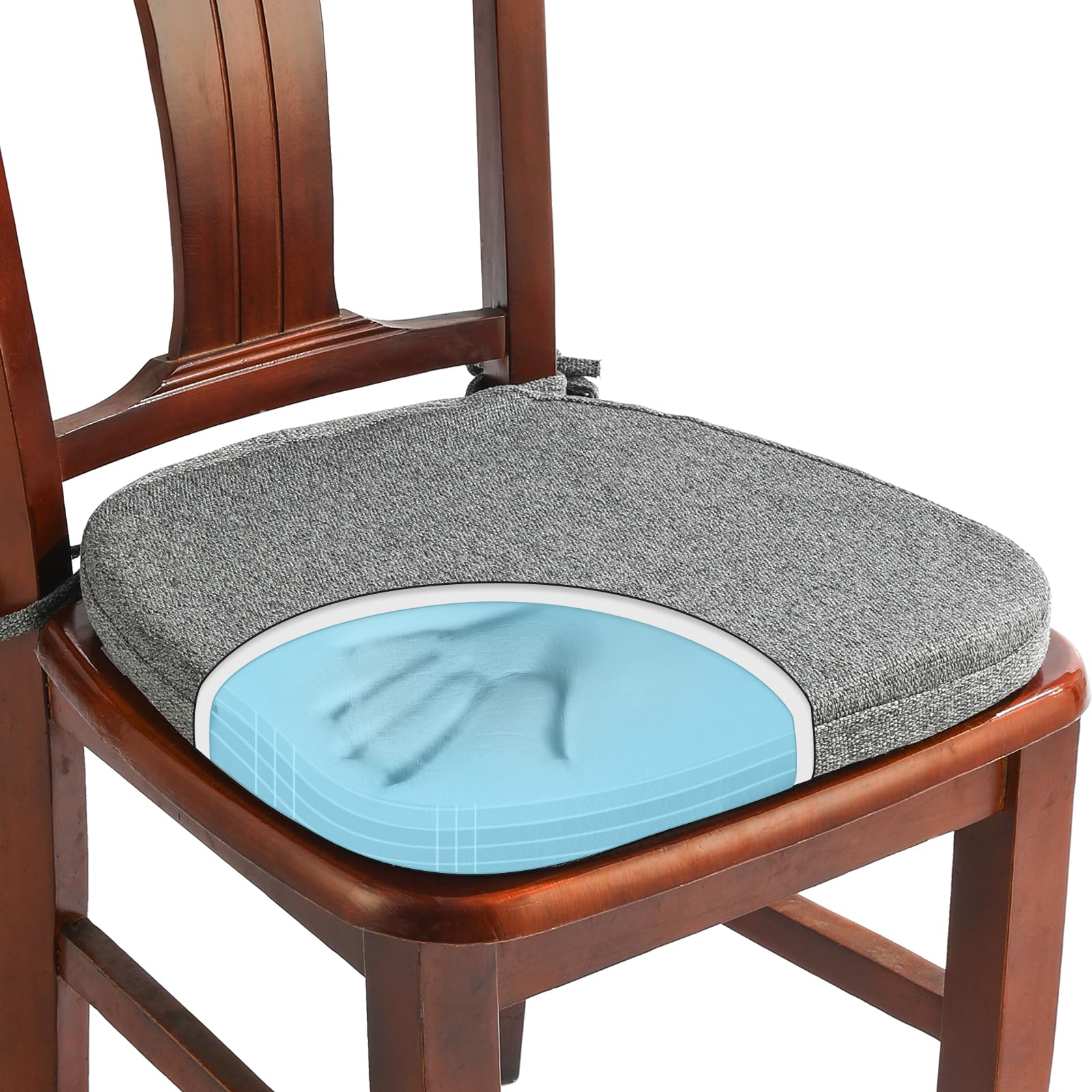 SINOSSO memory foam chair cushion in dark grey, 16-inch U-shape, close-up of fabric