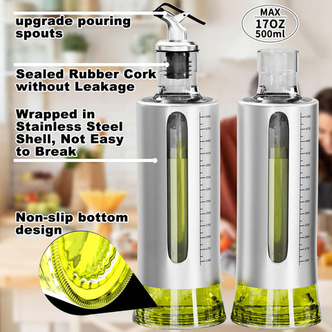 SINYWAY glass bottle with 18/8 stainless steel shell protects contents and adds durability.