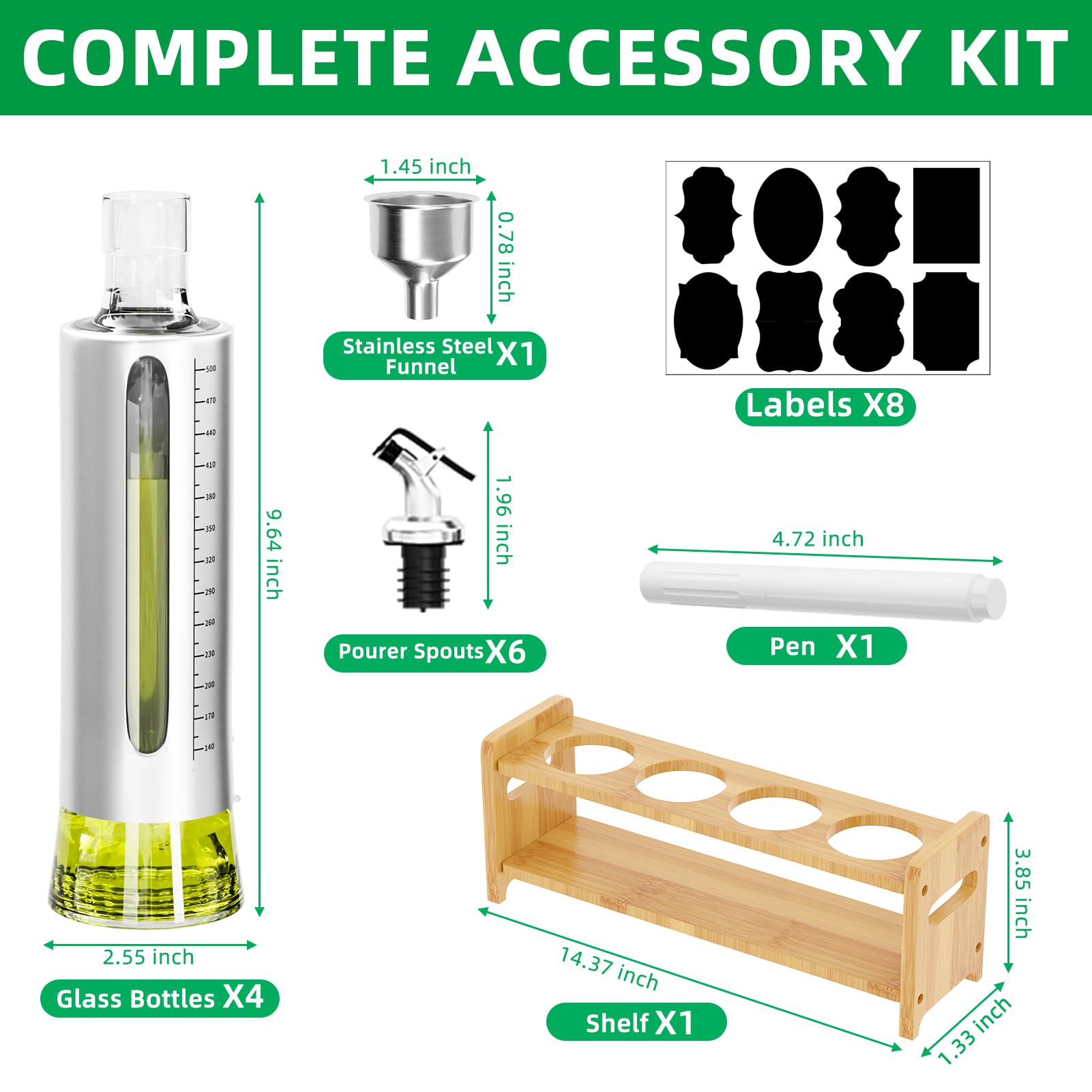SINYWAY olive oil dispenser on shelf keeps bottles organized and within reach.