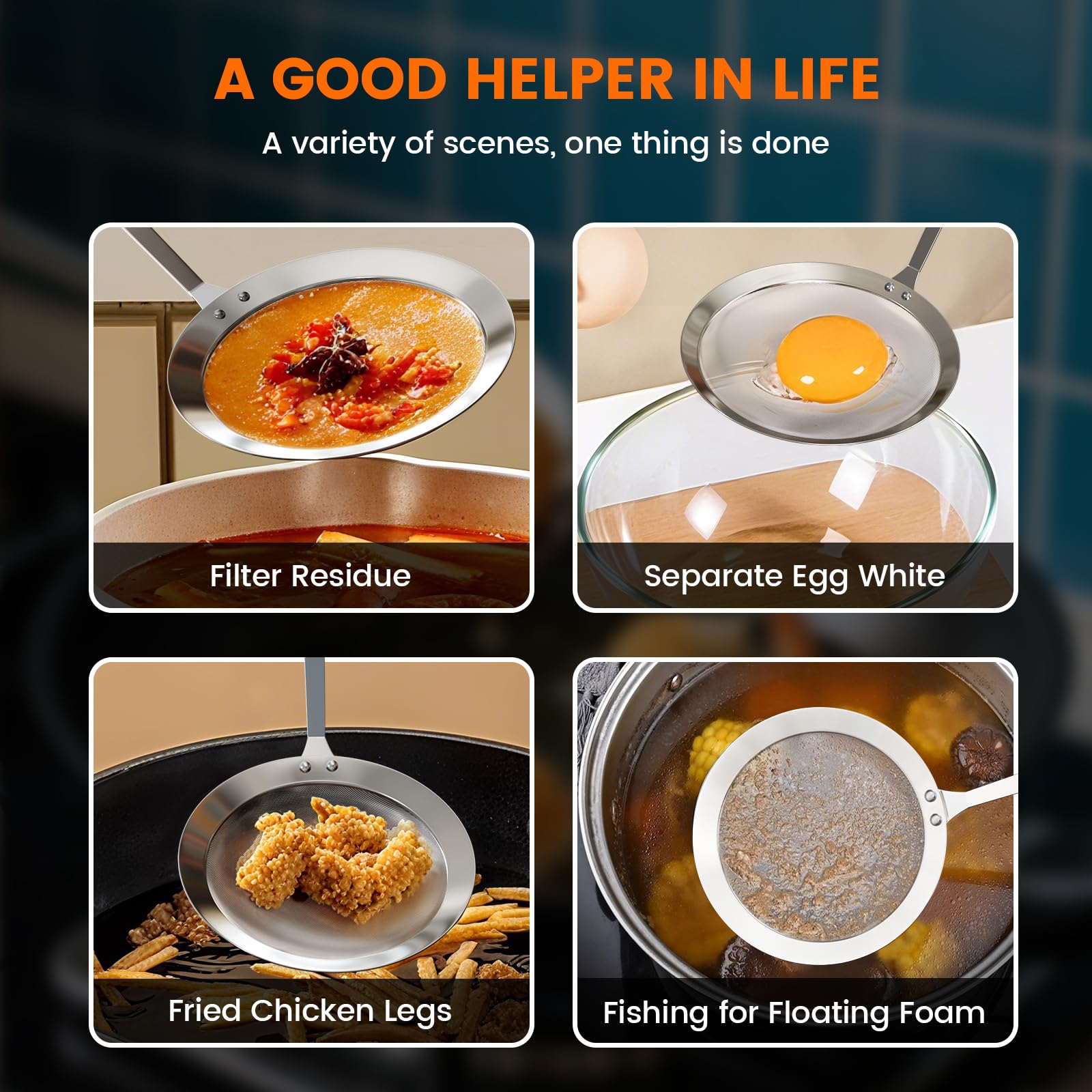 SIONLANG dishwasher-safe skimmer spoon for easy cleanup after cooking