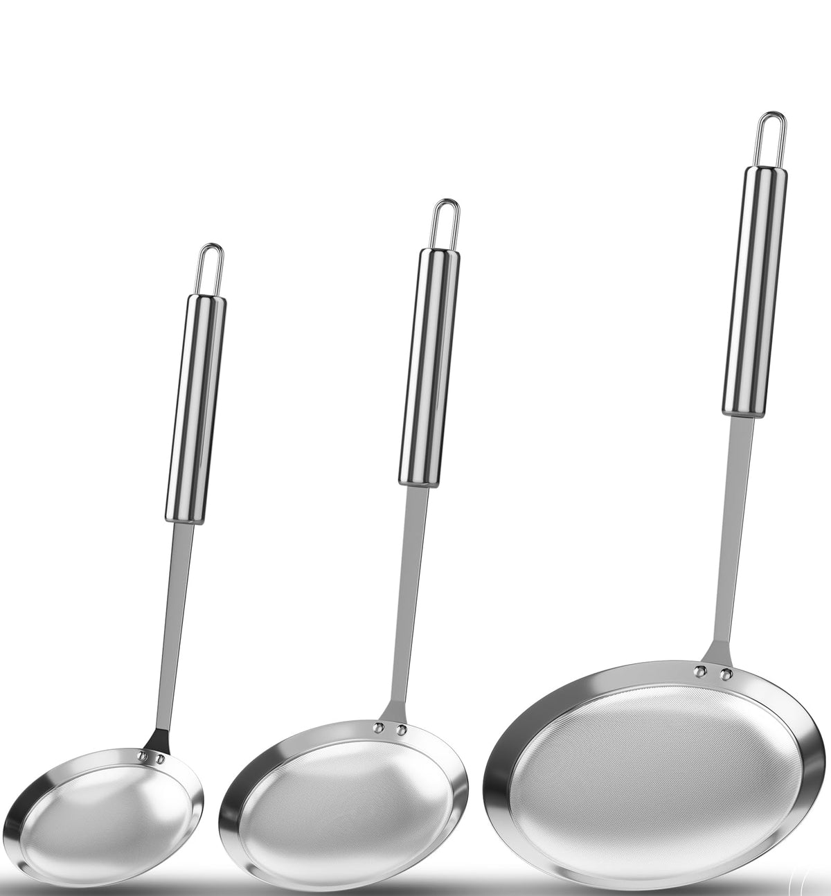 SIONLANG new fine mesh skimmer spoon set in a 3-pack for versatile cooking