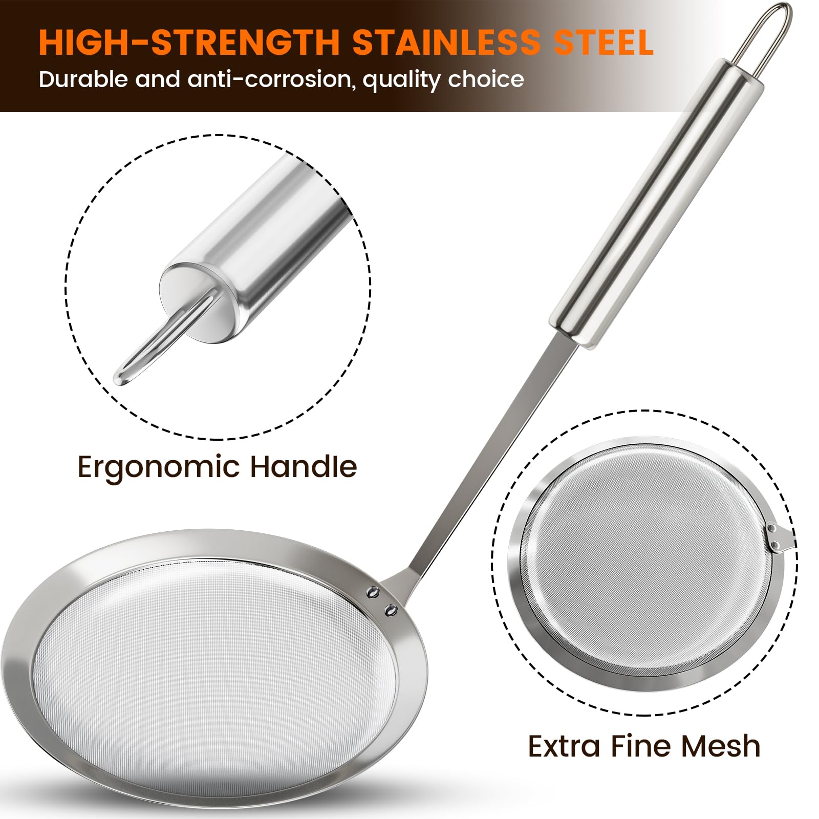 SIONLANG 304 stainless steel skimmer for frying and skimming hot oil