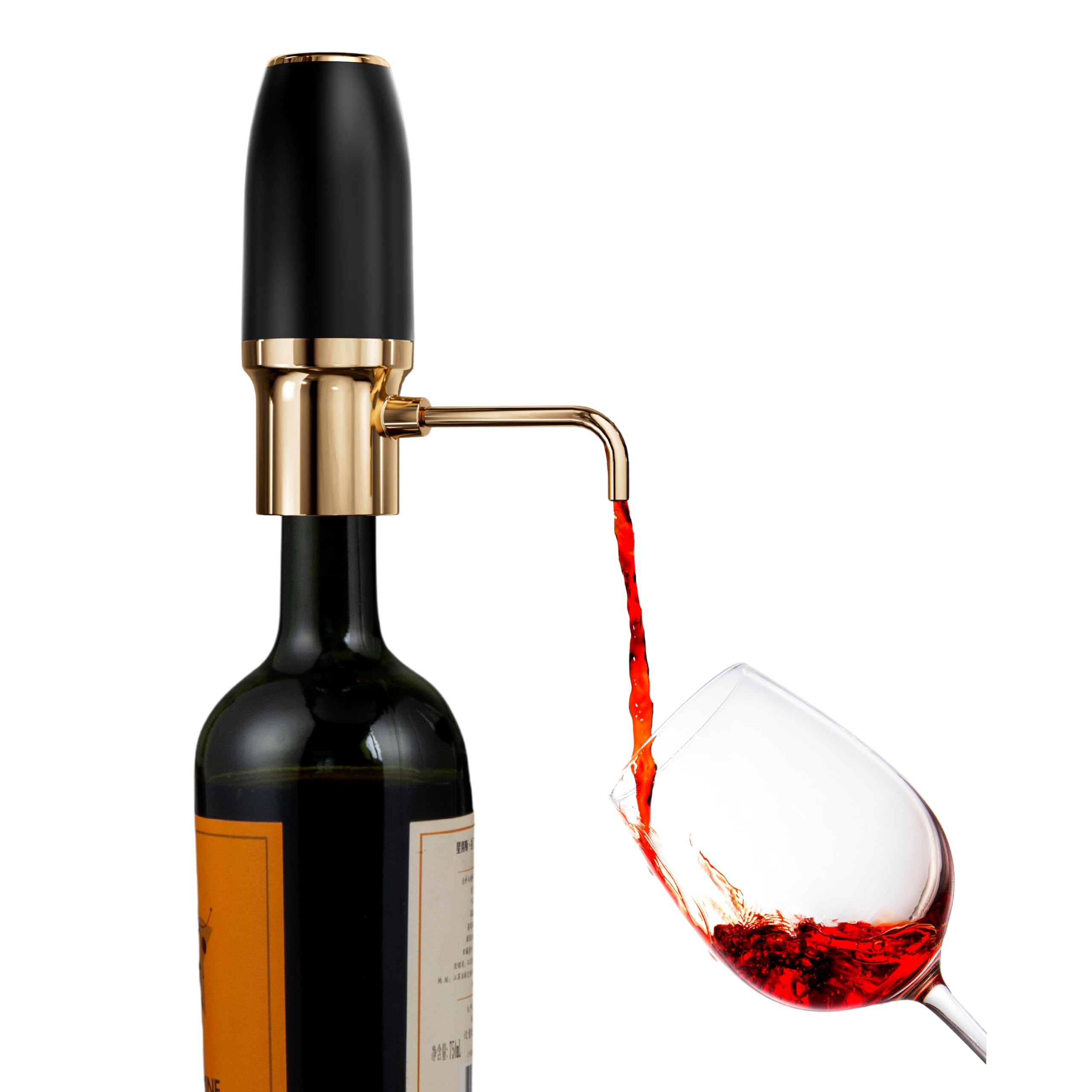 Sip and Shimmer electric wine aerator black gold pour for richer red wine aroma