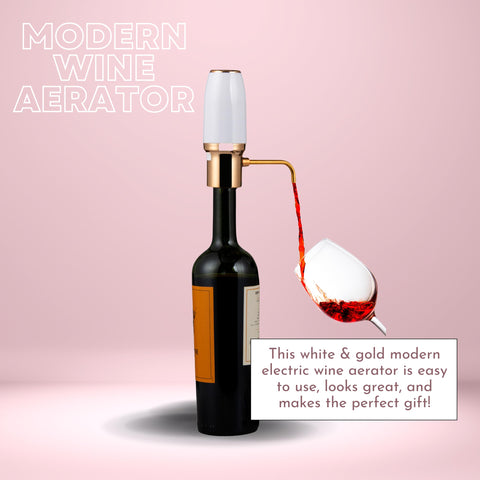 Sip & Shimmer electric aerator with gold pourer for elegant presentation and aeration