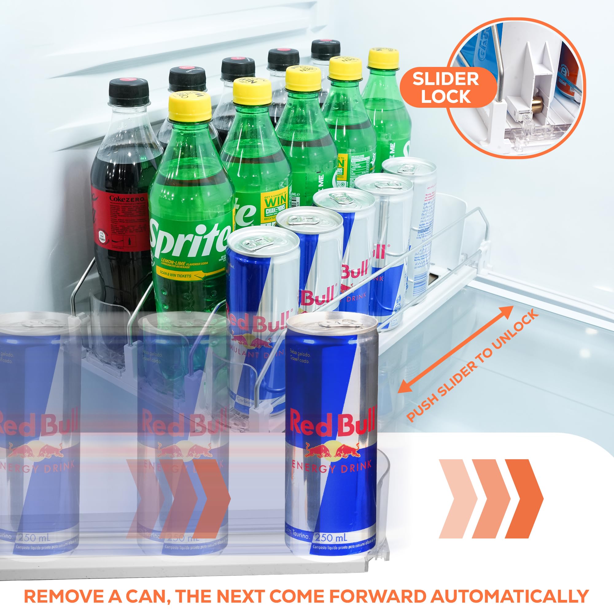 SIP SORT adjustable width adapts to different can and bottle sizes