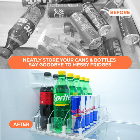 SIP SORT holds 15 cans across three neat rows for efficient fridge use