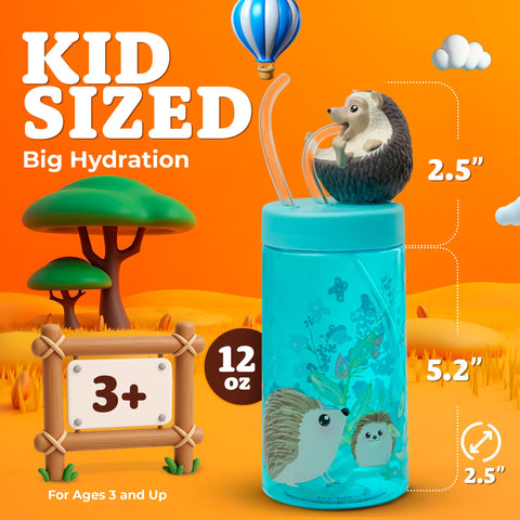 Open-cap view of Sip With Me Hedgehog Trend Zoo bottle for easy filling