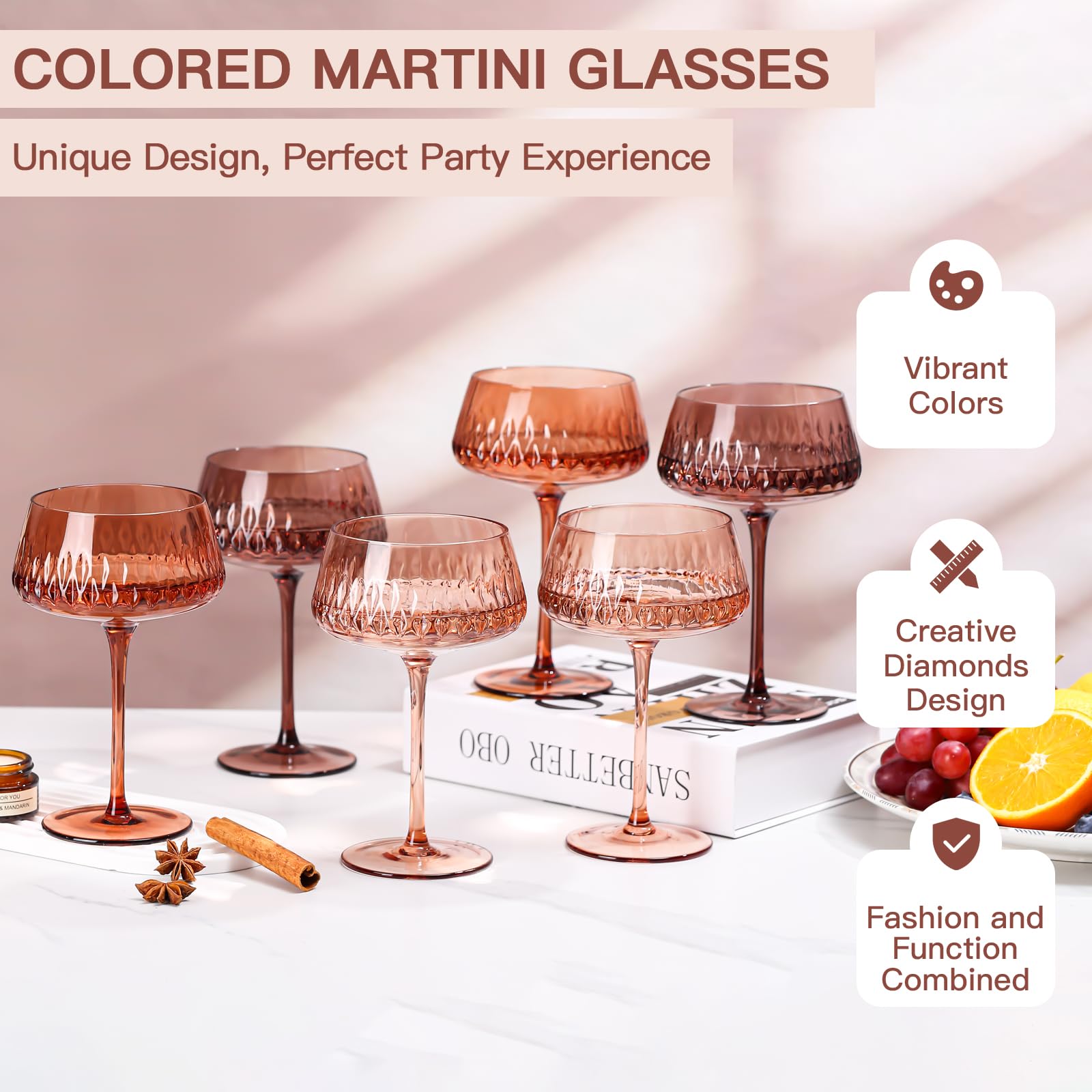 SIPBYSOP Venus Coupe blue glass enhances cool tones in celebrations