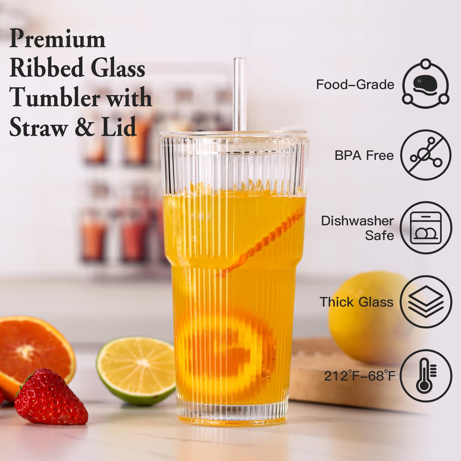 SIPBYSOP 20oz glass cups ideal for iced coffee and beverages.