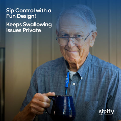 Sipify Flow-Limiting setup shown for caregiver use in care settings.