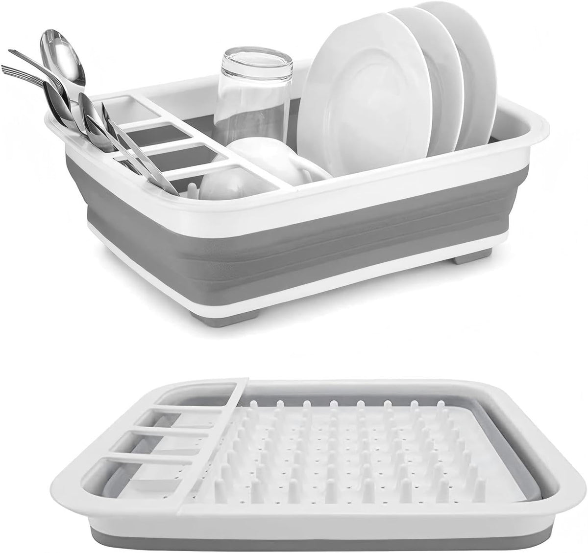 Sipobuy collapsible dishdrainer fully open for space-saving kitchen setup.