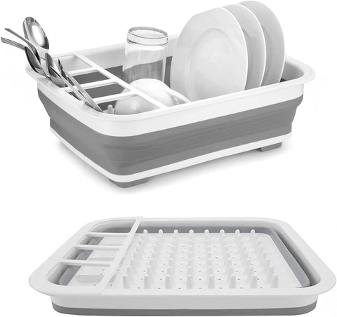 Sipobuy collapsible dishdrainer fully open for space-saving kitchen setup.