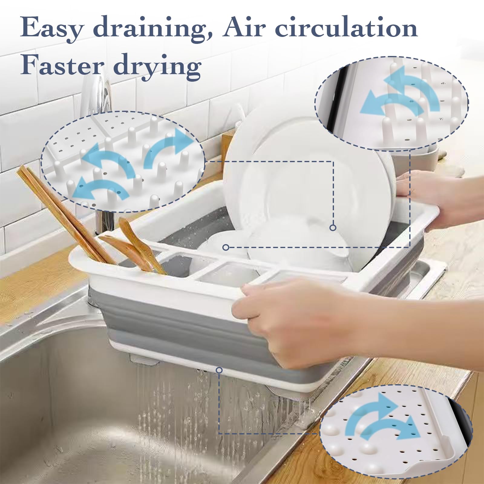 Sipobuy dishdrainer with built-in utensil rack during drying.