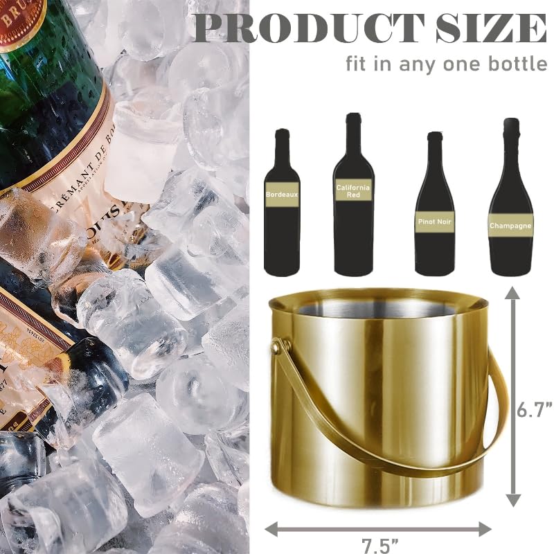 Sipoyen ice bucket shown with close-up of the polished exterior and finish.