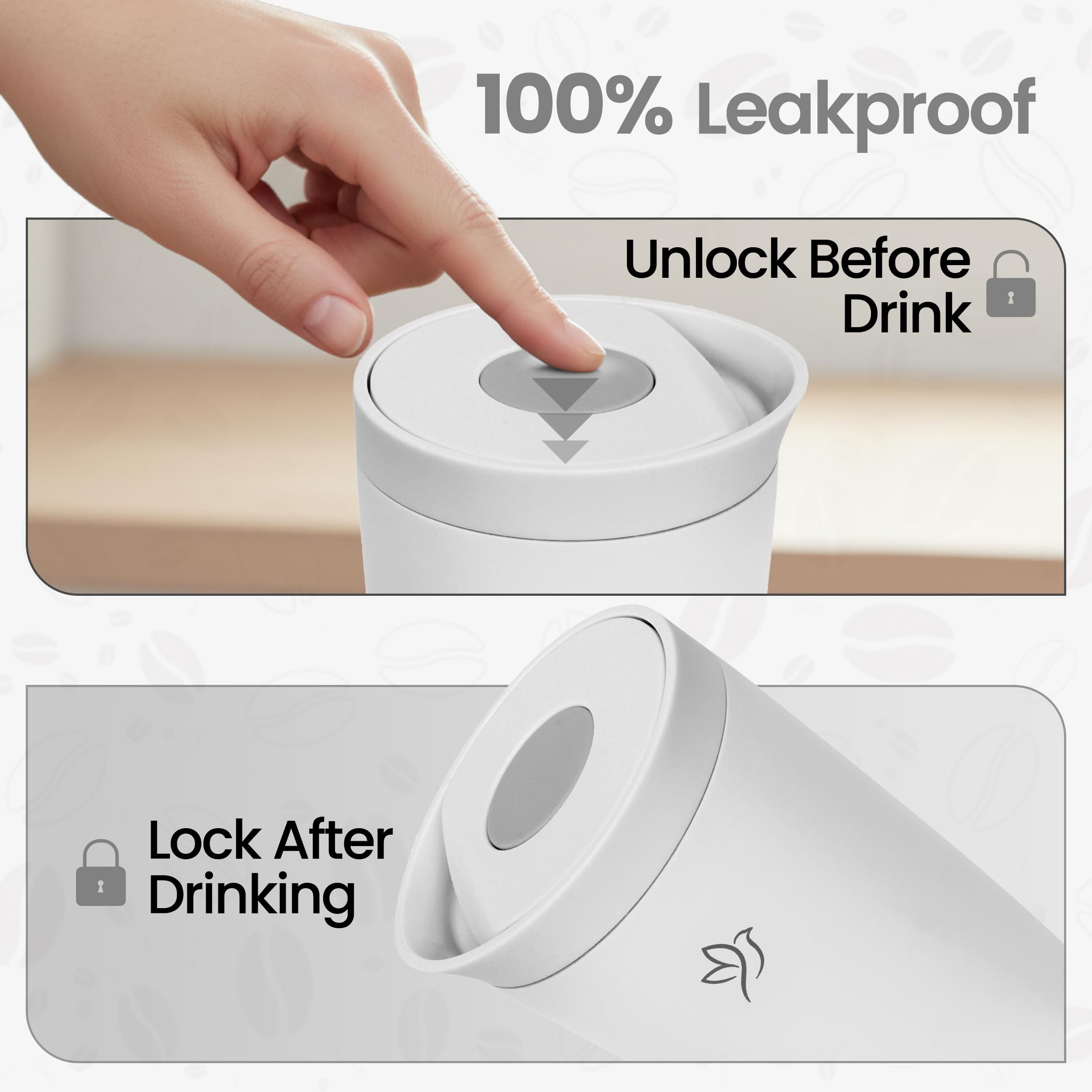 Sipraw leak-proof lid prevents spills during travel and commuting.